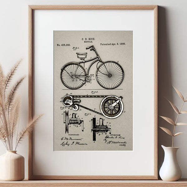 BICYCLE PATENT Artwork - mixed media artwork for laser and print
