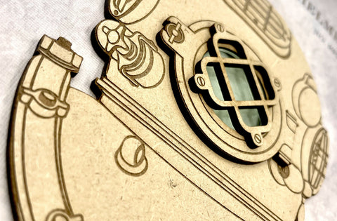 DIVING HELMET PATENT - mixed media artwork for laser and print