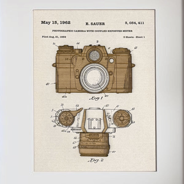 CAMERA PATENT ARTWORK - mixed media artwork for laser and print