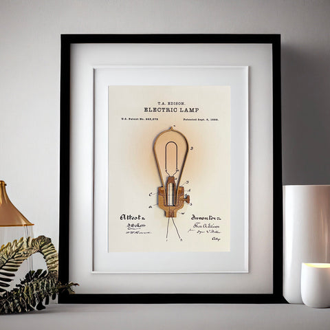 EDISON BULB PATENT - mixed media artwork for laser and print
