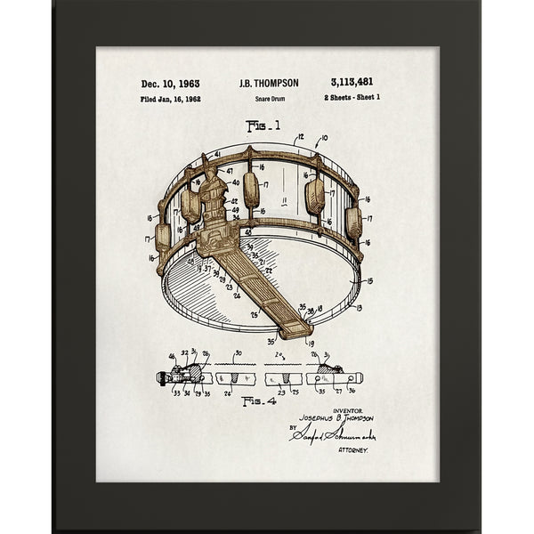 SNARE DRUM PATENT Artwork - mixed media artwork for laser and print