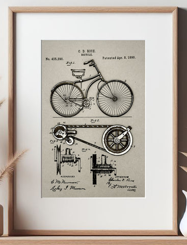 BICYCLE PATENT Artwork - mixed media artwork for laser and print